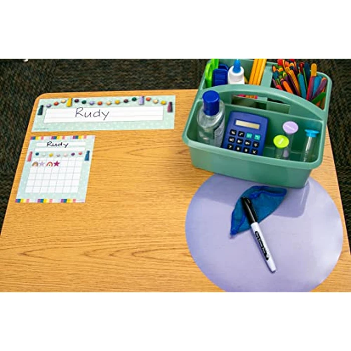 Teacher Created Resources Eucalyptus Green Portable Plastic Storage Caddy 6-Pack for Classrooms, Kids Room, and Office Organization, 3 Compartments by Teacher Created Resources - Image 4