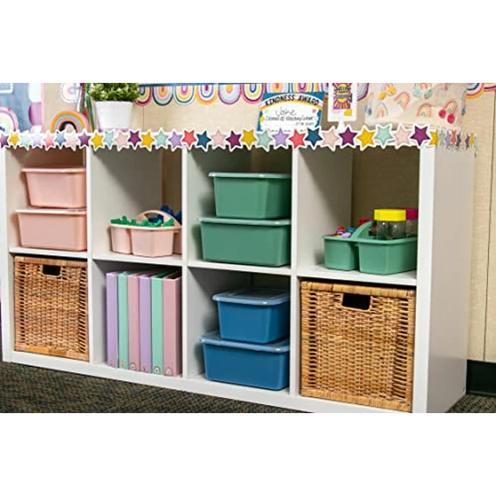 Teacher Created Resources Eucalyptus Green Portable Plastic Storage Caddy 6-Pack for Classrooms, Kids Room, and Office Organization, 3 Compartments by Teacher Created Resources - Image 5