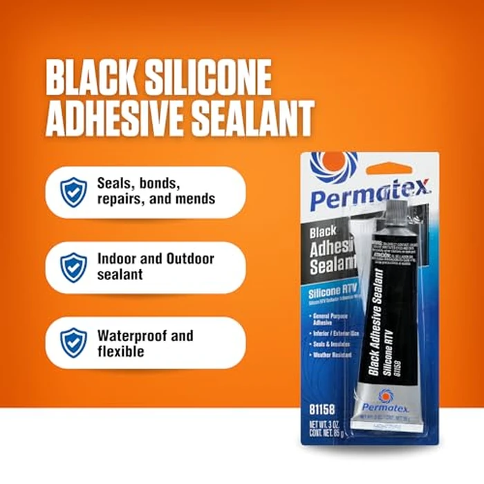 Permatex 81158 Black Silicone Adhesive Sealant, 3 oz. Tube, Pack of 1 by Permatex - Image 2
