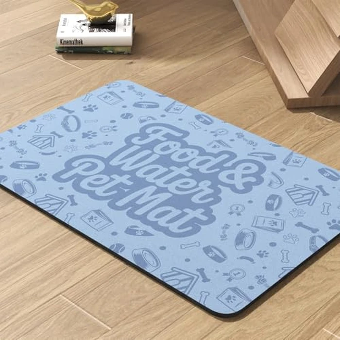 Pet Feeding Mat-Absorbent Dog Mat for Food and Water Bowl-No Stains Quick Dry Water Dispenser Mat-Dog Accessories Pet Supplies-Bowl for Messy Drinkers（Words,23"x34" by PADOOR - Image 1