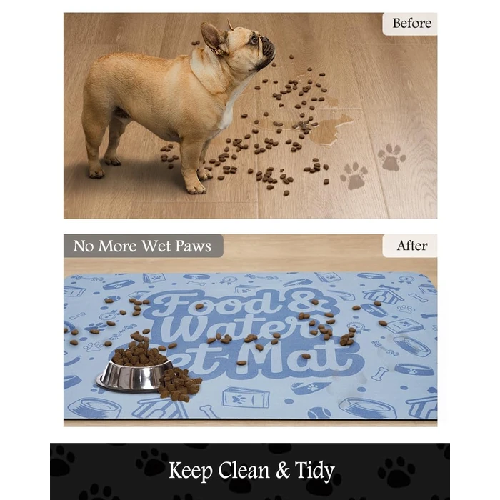 Pet Feeding Mat-Absorbent Dog Mat for Food and Water Bowl-No Stains Quick Dry Water Dispenser Mat-Dog Accessories Pet Supplies-Bowl for Messy Drinkers（Words,23"x34" by PADOOR - Image 3