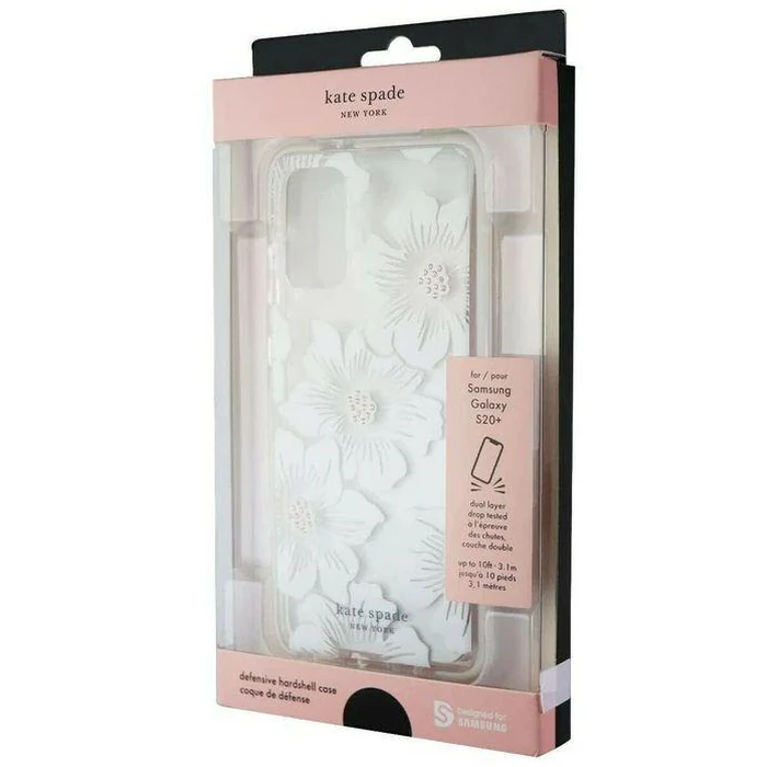 Kate Spade Defensive Hardshell Case for Samsung Galaxy S20+ - White Hollyhock Floral Clear by Kate Spade - Refurbished - Brand New condition - US$20.98
