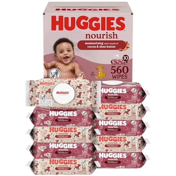 Huggies Nourish Scented Baby Wipes, 10 Push Button Packs (560 Wipes Total) by HUGGIES - Used - Very Good condition