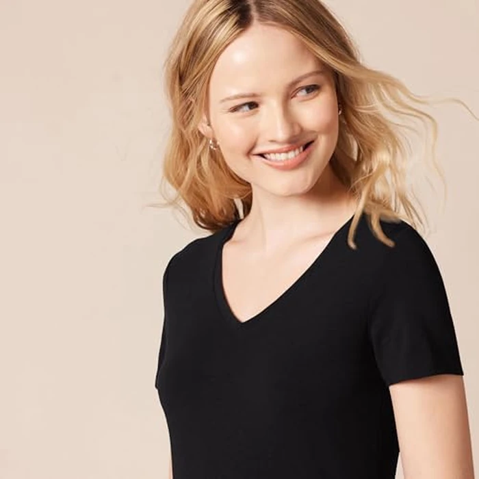 Amazon Essentials Women's Regular-Fit Short-Sleeve T-Shirt (Crewneck and V-Neck Options), Pack of 2, Black/White, Large by Amazon Essentials - Image 3