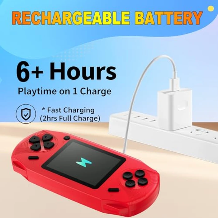 Beijue 16 Bit Handheld Games for Kids Preloaded 220 Retro Video Games with 3.0'' Large Screen Portable Rechargeable Electronic Gaming Player Toy Gifts for Boys Girls (Red) by Beijue - Image 4
