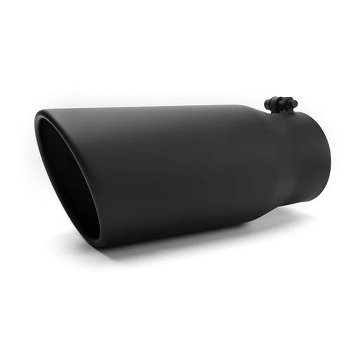 Richeer 4 to 5 inch Exhaust Tip, 4" inlet 5" Outlet 12" Overall Length,Stainless Steel with Black Surface Polished Finish, Universal for Vehicles with 4" O.D. Exhaust Tailpipe, Rolled Edge, Bolt on by Richeer - Used - Good condition
