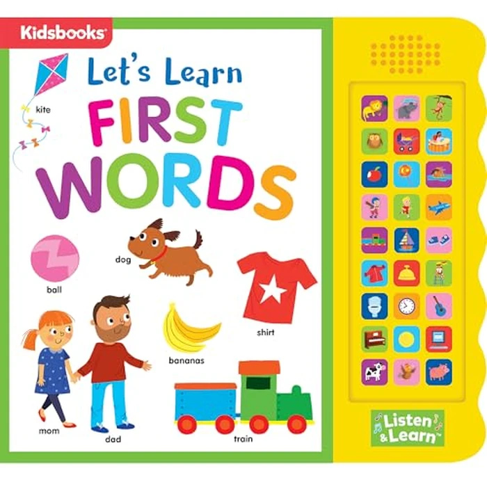 Let’s Learn First Words - Interactive 27-Button Sound Book for Babies & Toddlers with Adorable Art and Real-World Sounds by Kidsbooks - Used - Acceptable condition
