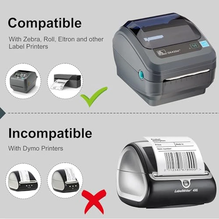 L LIKED 2500 PCS 4"x 6" Thermal Shipping Labels, White Perforated & Strong Adhesive Direct Thermal Labels (250 Labels/Roll), Compatible with Zebra, Rollo, Jadens, Nelko,10 Rolls by L LIKED - Image 4