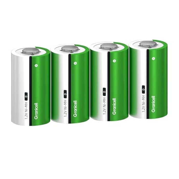 Granicell 4 Pack 10000mAh Rechargeable D Batteries, 1300 Cycles NiMH D Cell Batteries, Pre-Charged with Solar, Low Self-Discharge, Safe for Flashlights, Toys, Clocks, Emergency Devices by Granicell - Used - Like New condition