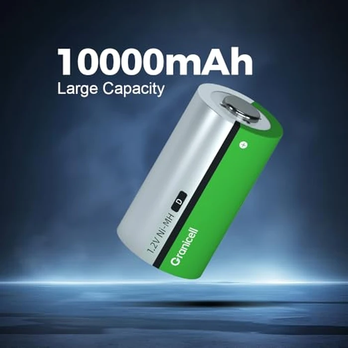 Granicell 4 Pack 10000mAh Rechargeable D Batteries, 1300 Cycles NiMH D Cell Batteries, Pre-Charged with Solar, Low Self-Discharge, Safe for Flashlights, Toys, Clocks, Emergency Devices by Granicell - Image 2