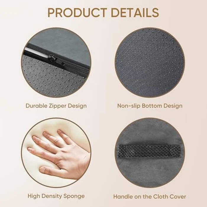 PAWSCRAT Pet Stairs for Dogs 4-Step, 19.6" H Pet Stairs for High Bed, Couch Sofa & Chair, 30D Material Soft Foam Dog Steps with Non-Slip Bottom Surface Removable Washable Cover, Grey by PAWSCRAT - Image 3