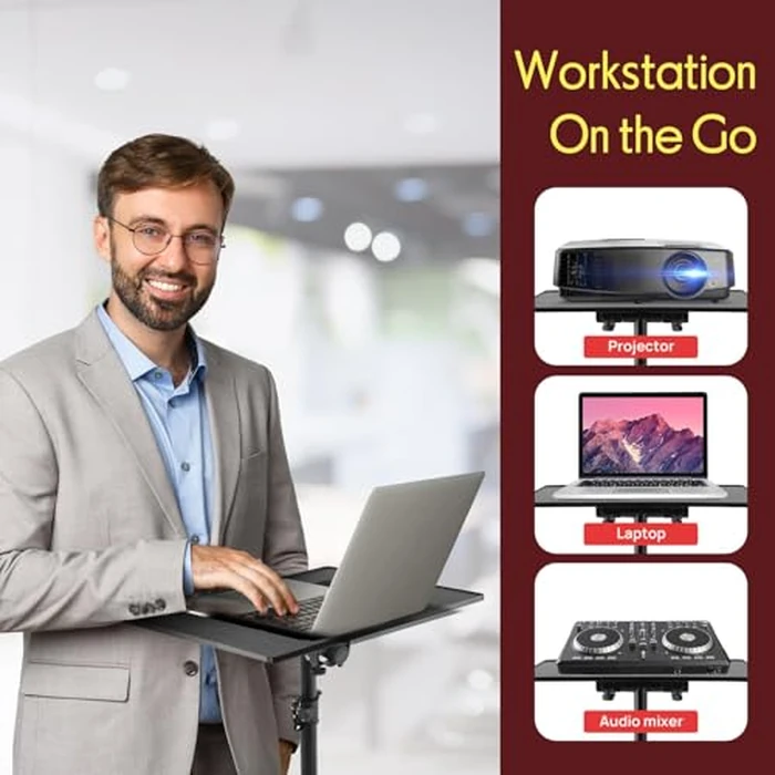 Pyle Projector Stand Tripod 28.0'' - 50.0'', Pro DJ Laptop, Easy Setup, Portable Studio Stand for Laptops, Mixers, and Projectors, Height Adjustable for Stage, Home, Studios, Stable and Versatile by Pyle - Image 2