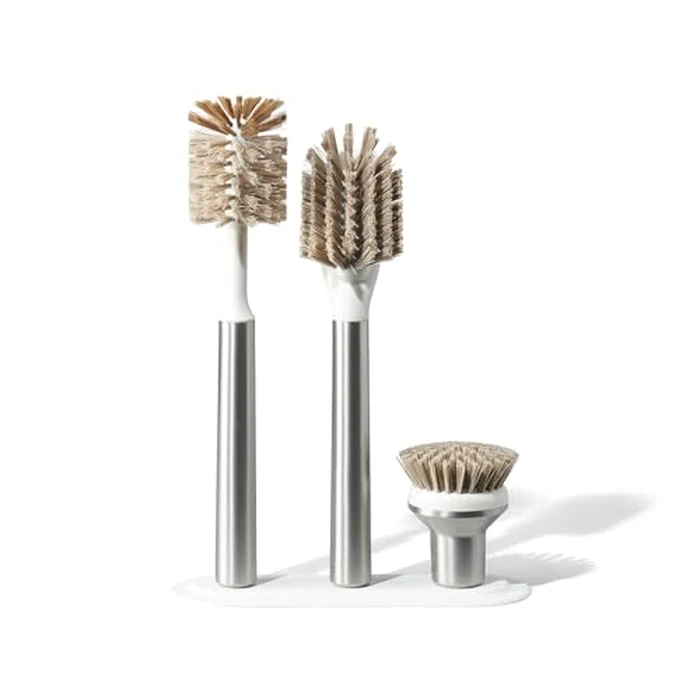 Curio Home Goods Ionic Brush Set, Magnetized to Stand Upright, Stainless Steel with Replaceable Heads, Silver by Curio Home Goods - Used - Like New condition - US$46.68