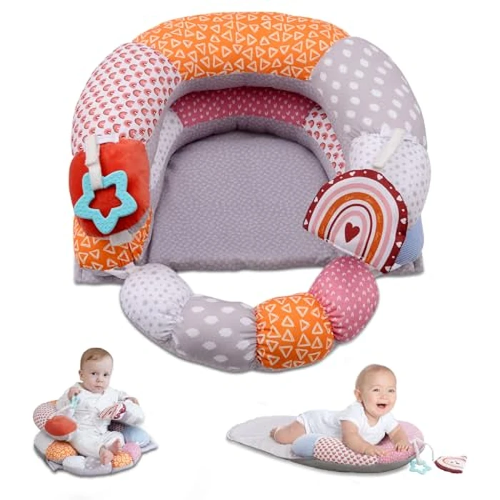 2-in-1 Tummy Time Baby Mat & Seated Support Pillow, Tummy Time Cushion with Detachable Support Prop, for Early Development Support for Newborns and Older Babies by MIIMER - Used - Very Good condition