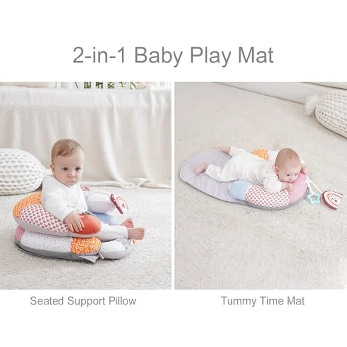 2-in-1 Tummy Time Baby Mat & Seated Support Pillow, Tummy Time Cushion with Detachable Support Prop, for Early Development Support for Newborns and Older Babies by MIIMER - Image 2