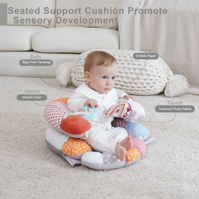2-in-1 Tummy Time Baby Mat & Seated Support Pillow, Tummy Time Cushion with Detachable Support Prop, for Early Development Support for Newborns and Older Babies by MIIMER - Image 3