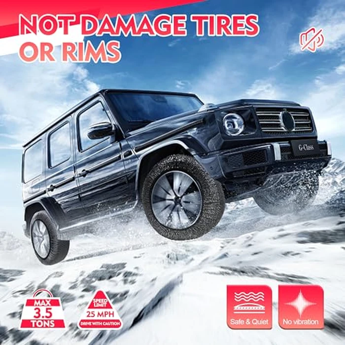 K-Musculo Snow Socks for Tires, Snow Socks Snow for Car SUV Pickup Easy to Use, Ultimate Grip, Washable.100 KM Safely In The Snow, EU EN-16662-1 Certififed(2 PACKS)-XXXL by K-Musculo - Image 4