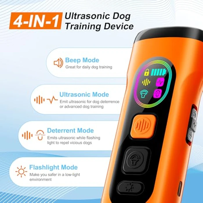 SEDULAN Dog Bark Deterrent Devices Anti Barking Device for Dogs Ultrasonic Bark Stopper Portable Dog Training Tool Indoor Outdoor Up to 50ft Correct Bad Behavior of Own or Neighbor's Dog (Orange) by SEDULAN - Used - Like New condition - US$23.74