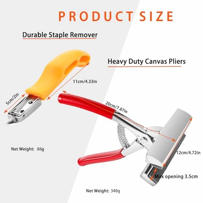 Yeeyeah Heavy Duty Canvas Stretching Pliers with Spring Return Handles, 3 in 1 Staple Gun & Remover, 1000 D-Shaped Staples for Art, Oil Painting Stretching & Framing by Yeeyeah - Image 2