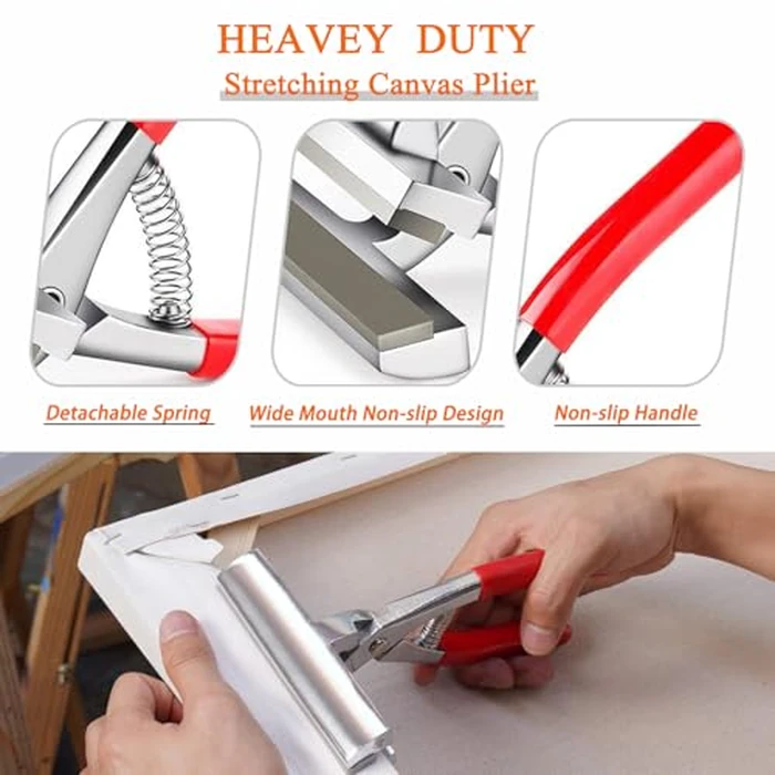 Yeeyeah Heavy Duty Canvas Stretching Pliers with Spring Return Handles, 3 in 1 Staple Gun & Remover, 1000 D-Shaped Staples for Art, Oil Painting Stretching & Framing by Yeeyeah - Image 3