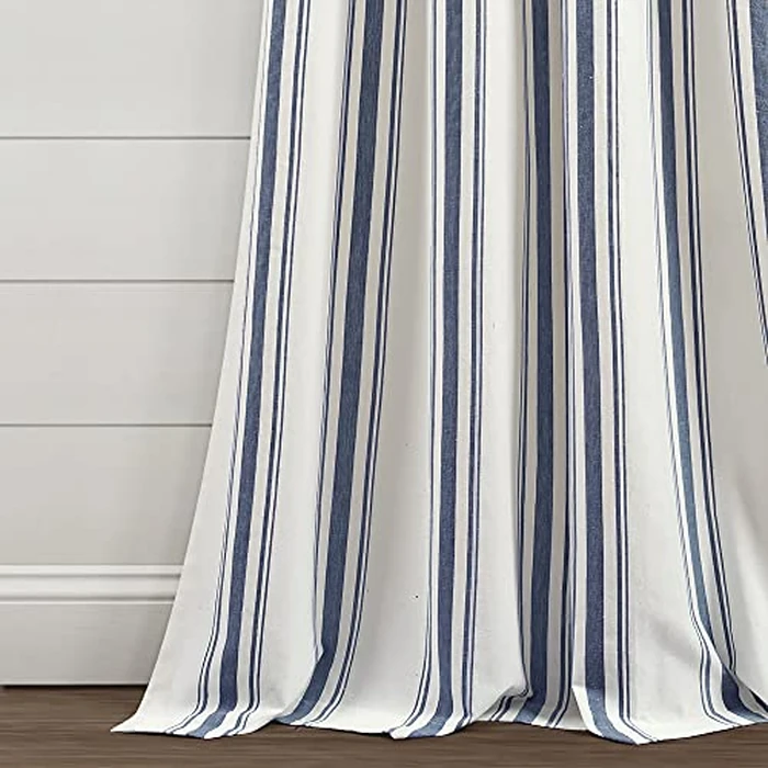 Lush Decor Farmhouse Stripe Yarn Dyed Cotton Window Curtain Panel Pair, 42" W x 84" L, Navy - Classic Modern Rustic Charm - Eco Friendly Cotton Fabric(2 Count Pack of 1) by Lush Decor - Image 5