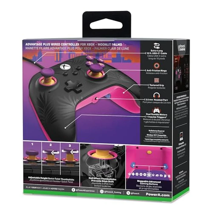 PowerA Advantage Plus Wired Controller for Xbox Series X|S - Moonlit Palms, officially licensed, adjustable height thumbsticks, hall effect, mappable buttons, works with Xbox One and Windows 10/11 PC by PowerA - Image 2