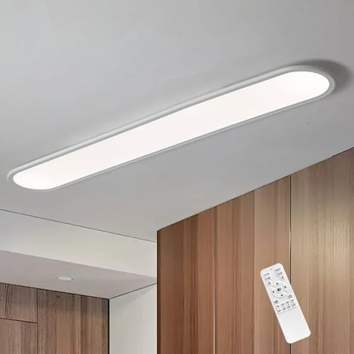 Ganeed 4FT LED Flush Mount Ceiling Light, 51W Dimmable Modern Linear Kitchen Ceiling Lamp, High Brightness Low Profile Long Light Fixture for Shop Lighting Home Closet Laundry, White by Ganeed - Used - Very Good condition - CA$78.56