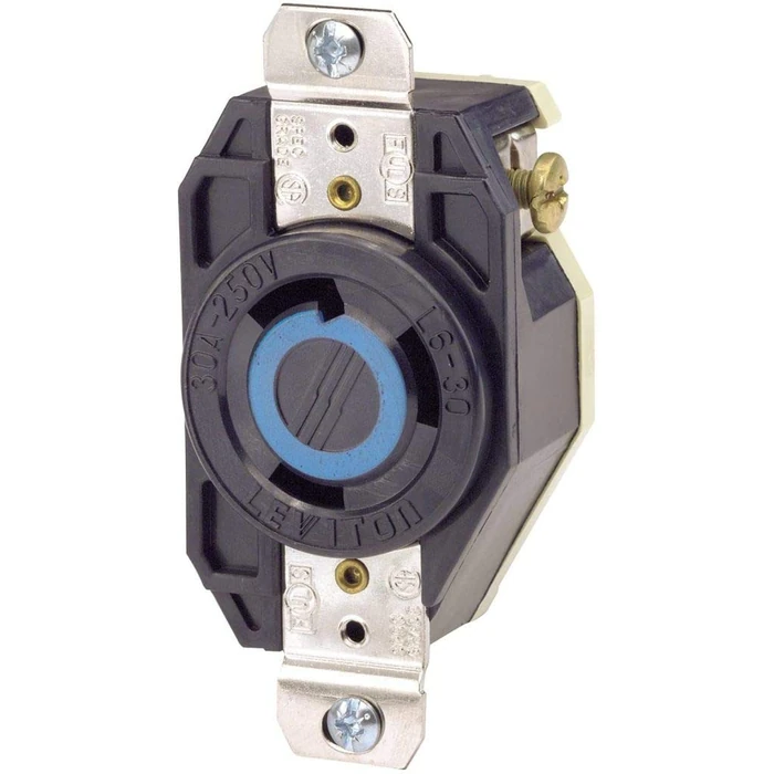 Leviton Flush Mounting Locking Receptacle 30 Amp, 250 Volt, Industrial Grade, Grounding, V-0-MAX, 02620, Black by Leviton - Used - Like New condition - CA$15.06