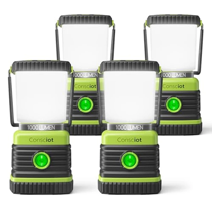 LED Camping Lantern, Consciot Battery Powered LED Lantern Flashlight, 1000LM, 4 Light Modes, IPX4 Waterproof, Survival Kits for Indoor Outdoor, Emergency Light for Home Power Outages, Hurricane, Storm by Consciot - Image 1