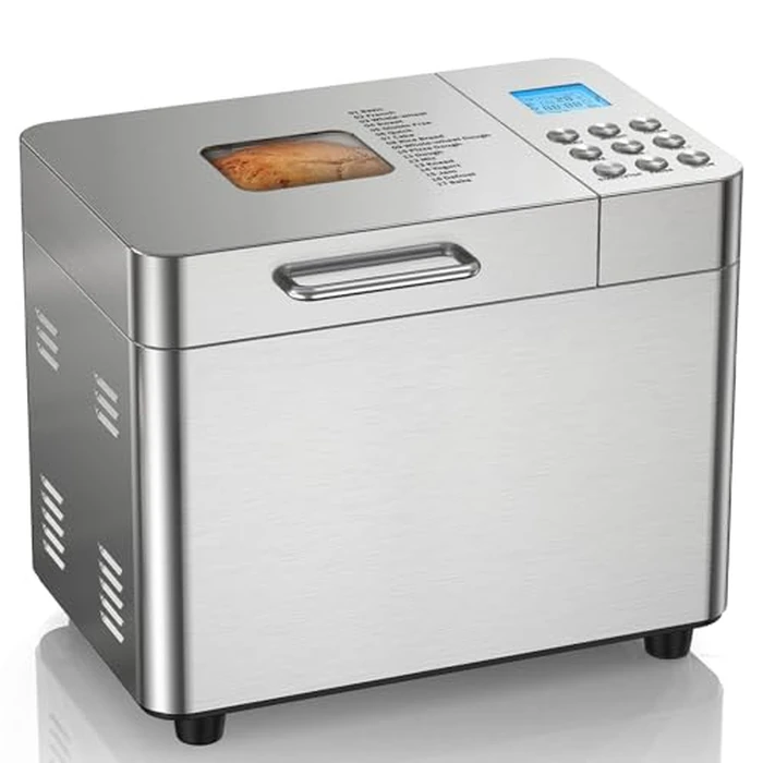 2LB Bread Maker Machine, OSIPOTO 17 in 1 Automatic Stainless Steel Bread Machine, Non-stick, Beginner-Friendly Controls, 15 Hour Timer, Easy to Clean Low Noise, High Success Rate for Homemade Bread by OSIPOTO - Used - Acceptable condition - US$87.98