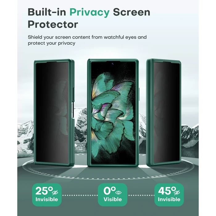 BERFY for Samsung Galaxy Z Fold 7 Case with Privacy Screen Protector, [Compatible with MagSafe][Anti Spy] Built-in Hidden Kickstand, Full-Body Shockproof Slim Phone Case for Z Fold 7, Light Green by BERFY - Image 2