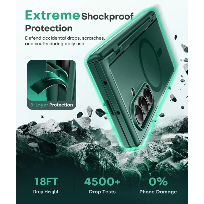 BERFY for Samsung Galaxy Z Fold 7 Case with Privacy Screen Protector, [Compatible with MagSafe][Anti Spy] Built-in Hidden Kickstand, Full-Body Shockproof Slim Phone Case for Z Fold 7, Light Green by BERFY - Image 6