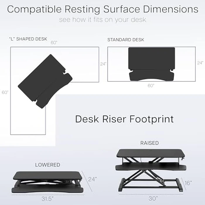 VIVO 32 inch Desk Converter, K Series, Height Adjustable Sit to Stand Riser, Dual Monitor and Laptop Workstation with Wide Keyboard Tray, Gray Top, Black Frame, DESK-V000KG by VIVO - Image 6
