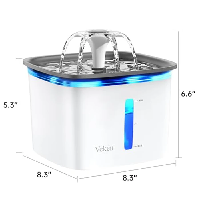 Veken Innovation Award Winner 95oz/2.8L Pet Fountain, Automatic Cat Water Fountain Dog Water Dispenser with Replacement Filters for Cats, Dogs, Multiple Pets (Grey, Plastic) by Veken - Image 8