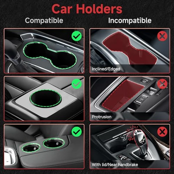 DYLEN Car Cup Holder Expander, Cup Holder Extender Adapter for Car with Expandable Insert, Compatible with Yeti 20/26/30oz, Hydroflask 32/40oz, Large Water Bottles in 3.0"-4.1" by DYLEN - Image 3