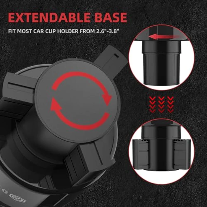 DYLEN Car Cup Holder Expander, Cup Holder Extender Adapter for Car with Expandable Insert, Compatible with Yeti 20/26/30oz, Hydroflask 32/40oz, Large Water Bottles in 3.0"-4.1" by DYLEN - Image 5