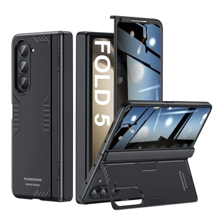 Kaiiecal for Samsung Galaxy Z-Fold-5 Privacy Case:[Hidden Kickstand][Wireless Charging] Slim Hinge Protection Lightweight Stand Phone Cover Case with Privacy Screen Protector by Kaiiecal - Image 1