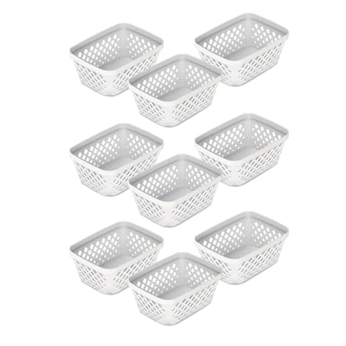 Glad Plastic Storage Basket Set - Multipurpose Drawer Trays, Kitchen Pantry Containers, and Bathroom Bins - 9 Pack Small Organizers, White by Glad - Used - Good condition