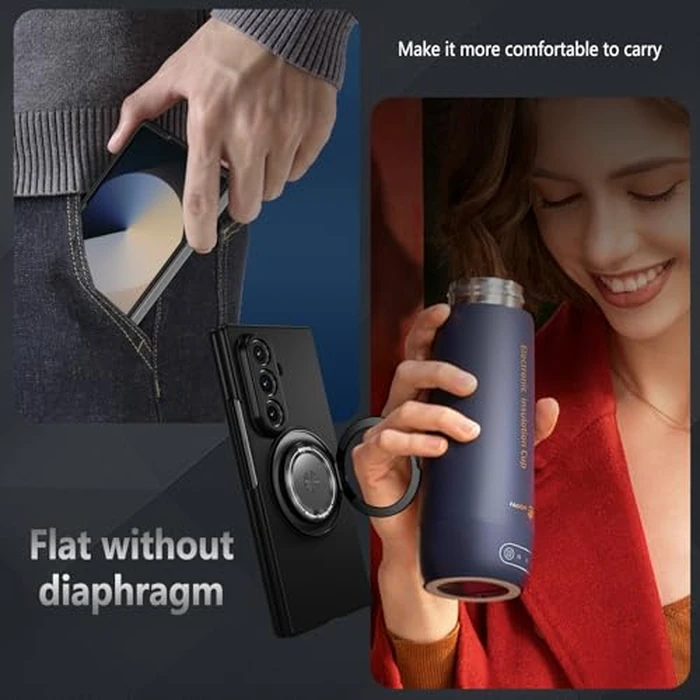 ZHOZEXIN Compatible with Samsung Galaxy Z Fold 7,Magnetic Stand Ring Holder Shockproof Slim Cell Cover Protective,Screen Protector，Phone Cover Case for Samsung Galaxy Z Fold 7 (Black) by ZHOZEXIN - Image 6