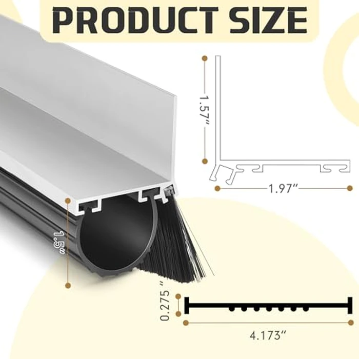 Zonon Universal Garage Door Seal Bottom Kit Weatherproofing Door Weather Stripping Rubber Kit with Aluminum Track Retainer Base and Brush Heavy Duty(U Shape,16.5 ft,with 5 Brush Strips) by Zonon - Image 2