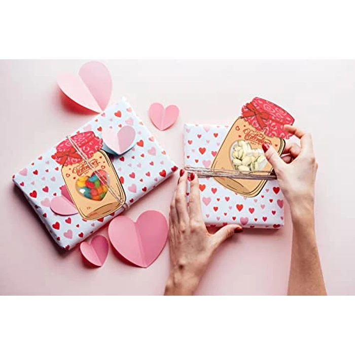 POPGIFTU Valentines Cards for Kids - 50 Pack Mason Jar Valentine Exchange Cards with Treat Bags, Classroom Valentines for Boys & Girls, School Parties & Activities (Candy Not Included) by POPGIFTU - Image 9