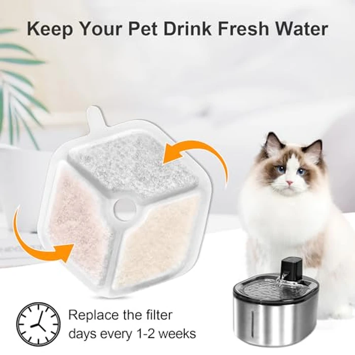 Pet Water Fountain Filters Replacement for 152oz/4.5L Wireless Cat and dog Water Fountain PTM-643, 9+9 Packs Packs Replacement Filters Sponges Sets by Redoso - Image 5