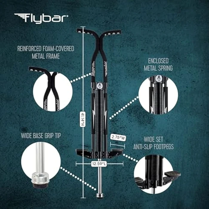 Flybar Master Pogo Stick for Kids, Ages 9+, 80 to 160 Pounds, Easy Grip Handles, Anti-Slip Pegs, Outdoor Toys for Boys, Jumper Toys for Girls, Outside Toys for Kids, Tweens and Teens (Black/Silver) by Flybar - Image 5