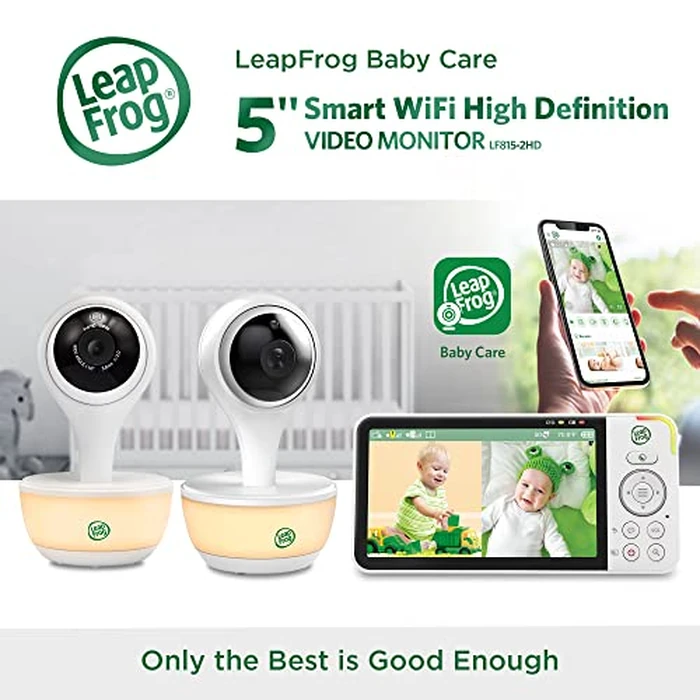 LeapFrog LF815-2HD - 1080p WiFi Remote Access 2 Camera Video Baby Monitor with 5” High Definition 720p Display, Night Light, Color Night Vision, (White), One Size by LeapFrog - Image 2