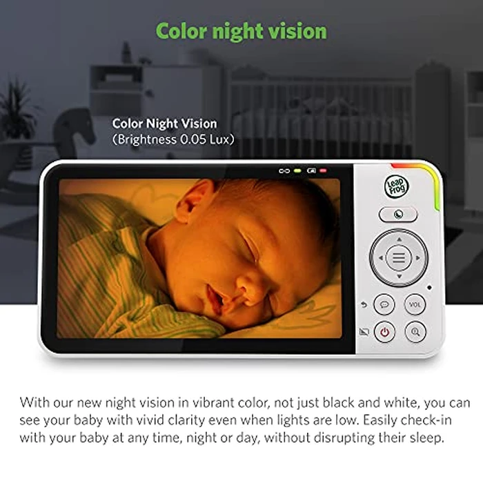 LeapFrog LF815-2HD - 1080p WiFi Remote Access 2 Camera Video Baby Monitor with 5” High Definition 720p Display, Night Light, Color Night Vision, (White), One Size by LeapFrog - Image 3