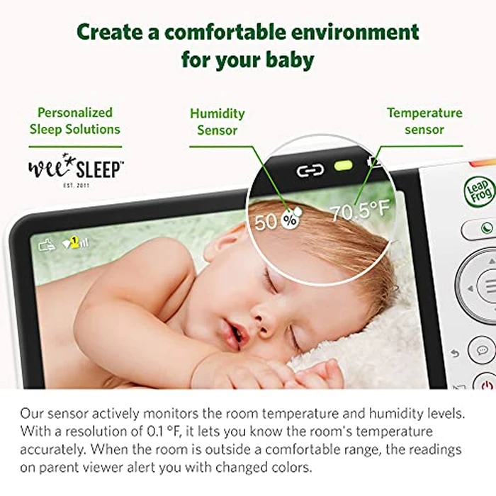 LeapFrog LF815-2HD - 1080p WiFi Remote Access 2 Camera Video Baby Monitor with 5” High Definition 720p Display, Night Light, Color Night Vision, (White), One Size by LeapFrog - Image 8