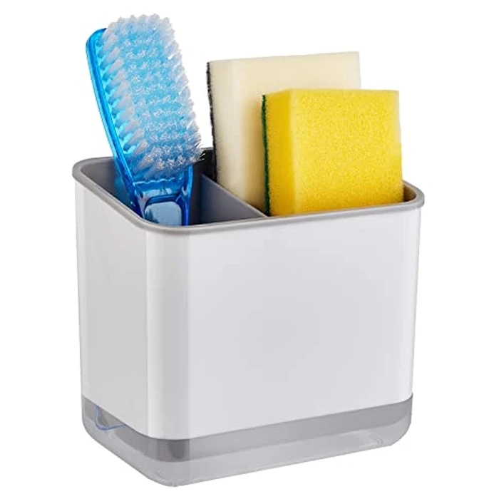 RedCall White Plastic Kitchen Sink Caddy Organizer, Dish Sponge and Brush Holder with Drip Tray by RedCall - Image 1