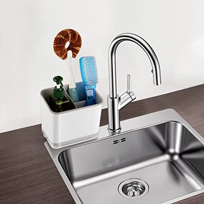 RedCall White Plastic Kitchen Sink Caddy Organizer, Dish Sponge and Brush Holder with Drip Tray by RedCall - Image 7