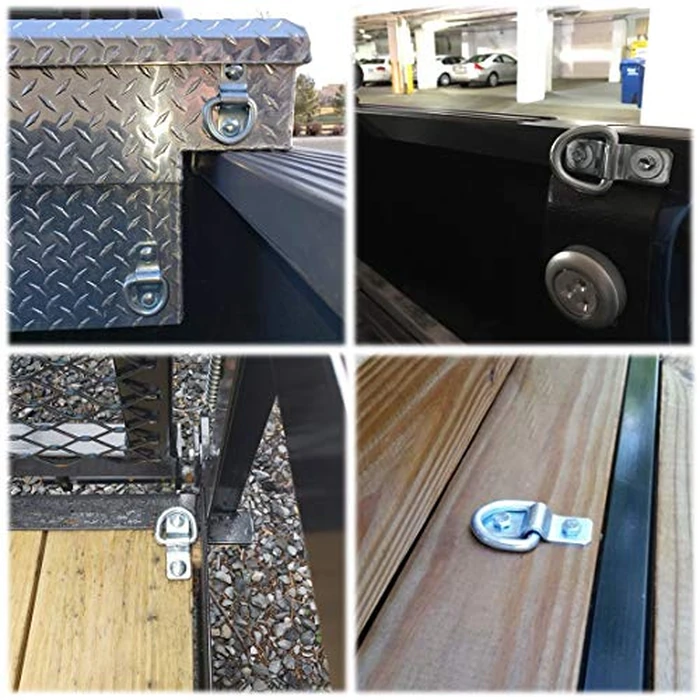 LE KAPMOZ 3/8” Heavy Duty D Rings Tie Down Anchors Hooks for Trailer Truck Bed Pickup RV Camper ATV Boat Kayak Motor Bike Floor Wall Surface Mount Bracket Enclosed Points (4 Pack) by LE KAPMOZ - Image 4