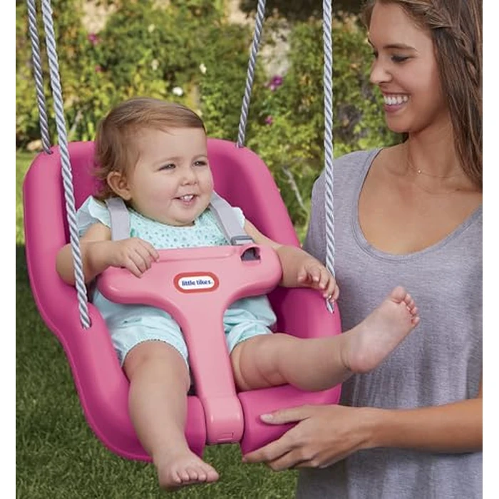 Little Tikes Snug 'n Secure Pink Swing with Adjustable Straps, 2-in-1 for Baby and Toddlers Ages 9 Months - 4 Years,16"D x 16.3"W x 17"H by Little Tikes - Image 2